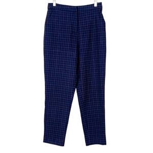 FRNCH Navy Plaid Straight Leg Crop Pants, EUC, Medium,